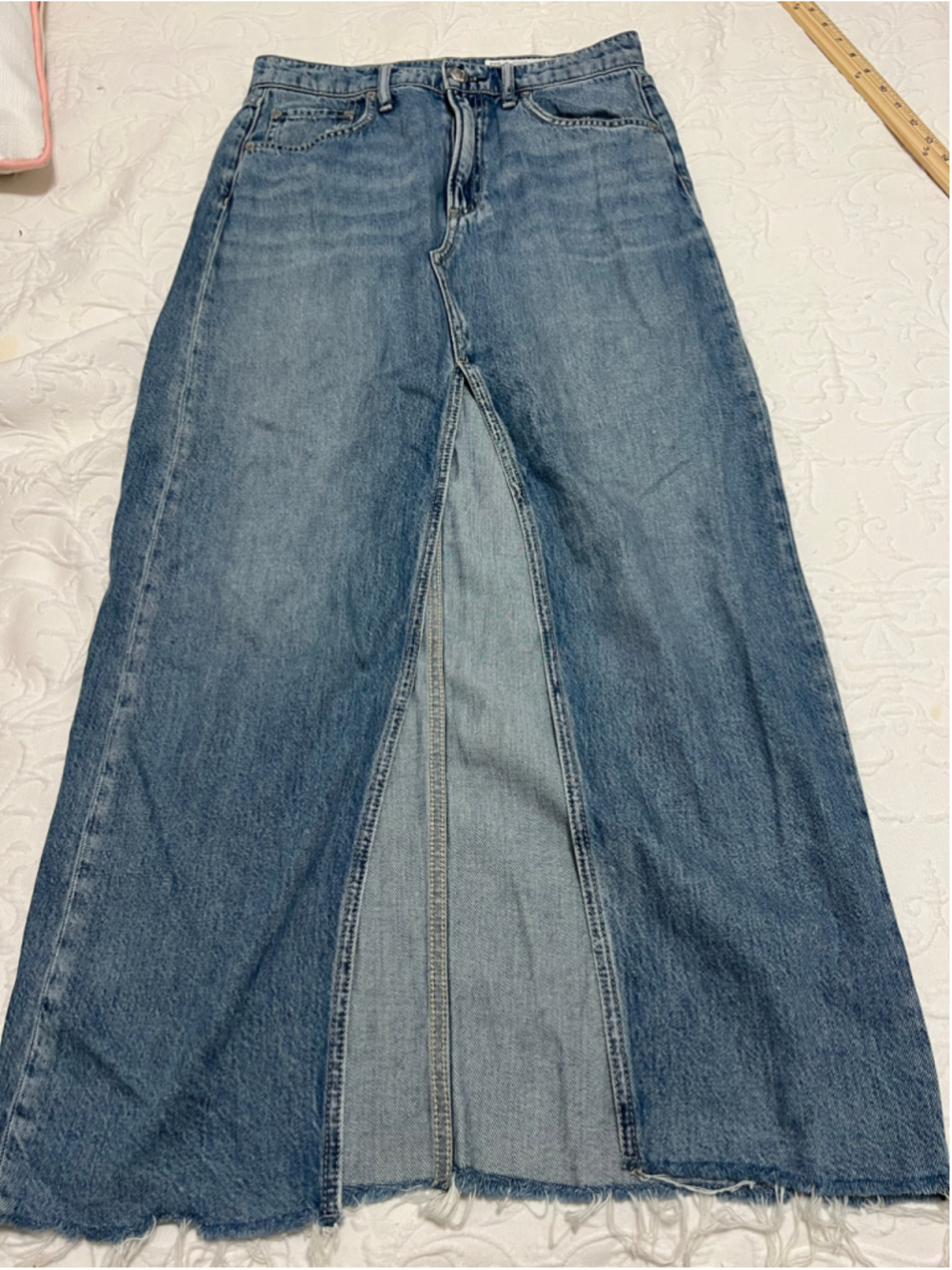 Women's rag & bone Denim Midi Skirt Size 25 Light Blue